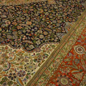 Antique Persian Tabriz Rug 10'8"Ã—15'4" Hand-Knotted Wool - detail view 9