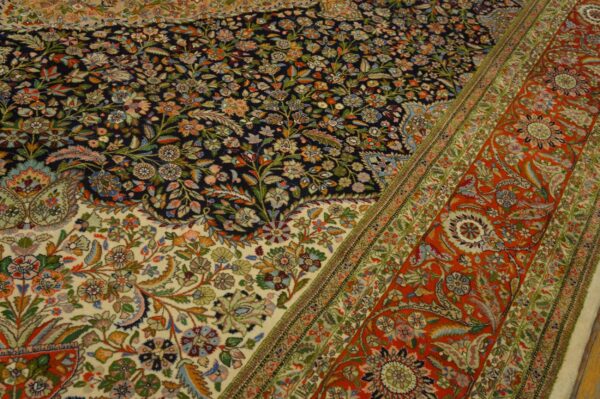 Antique persian tabriz rug 10'8"ã—15'4" hand-knotted wool - detail view 9