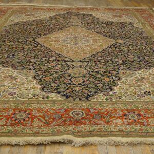 Antique Persian Tabriz Rug 10'8"Ã—15'4" Hand-Knotted Wool - detail view 1