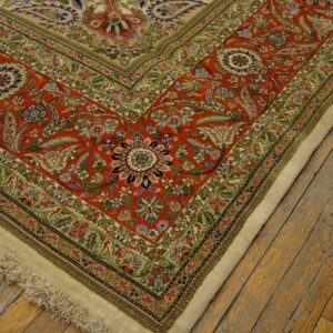 Antique Persian Tabriz Rug 10'8"Ã—15'4" Hand-Knotted Wool - detail view 4