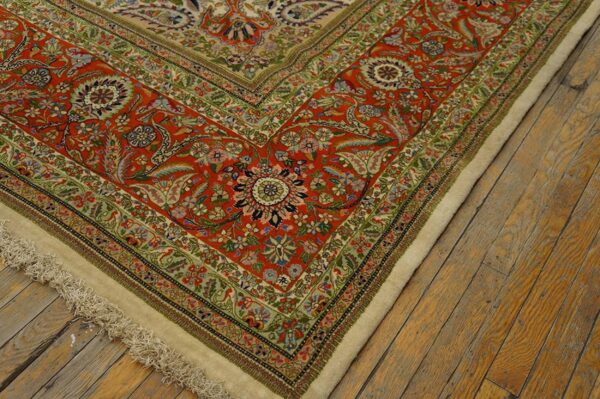 Antique persian tabriz rug 10'8"ã—15'4" hand-knotted wool - detail view 4
