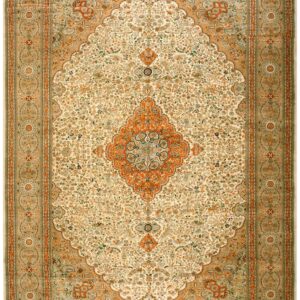 Antique Persian Tabriz Rug 13'Ã—19' Hand-Knotted Wool