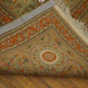 Antique Persian Tabriz Rug 13'Ã—19' Hand-Knotted Wool - detail view 9