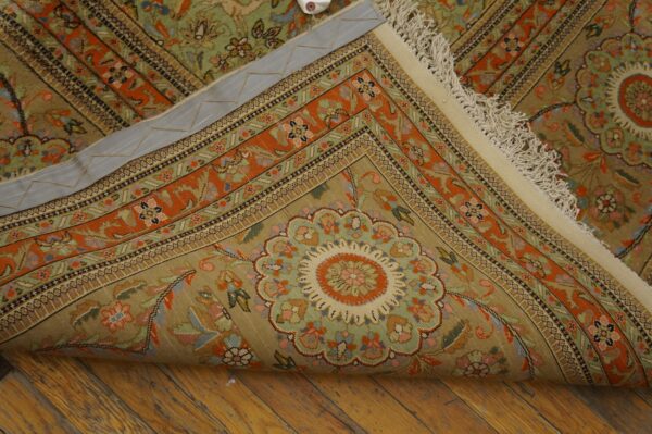 Antique persian tabriz rug 13'ã—19' hand-knotted wool - detail view 9
