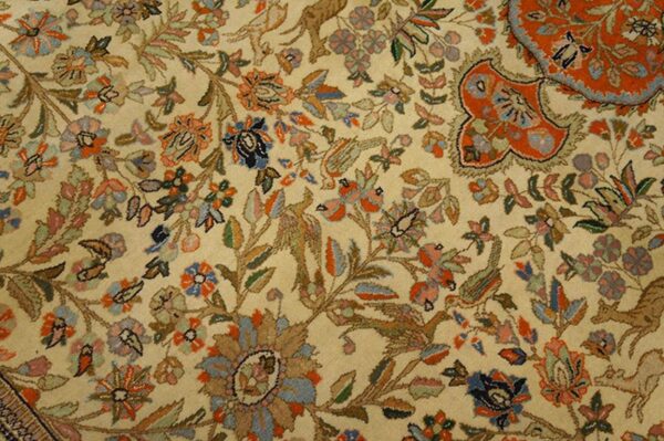 Antique persian tabriz rug 13'ã—19' hand-knotted wool - detail view 3