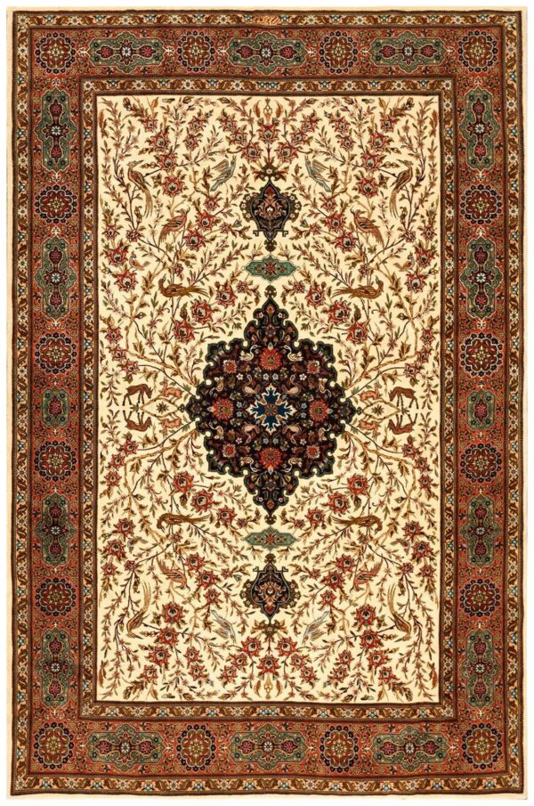 Antique persian tabriz rug 5'9"ã—8'10" hand-knotted wool