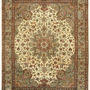 Antique Persian Tabriz Rug 7'5"×10'5" Hand-Knotted Wool