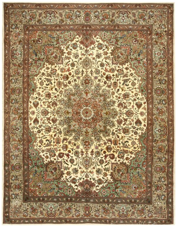 Antique persian tabriz rug 7'5"×10'5" hand-knotted wool