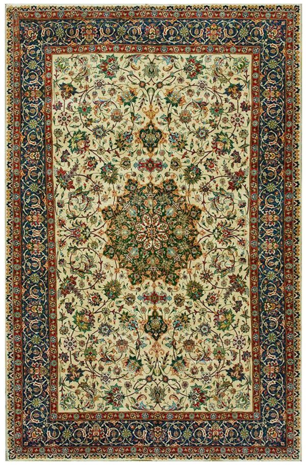 Antique persian tabriz rug 6'5"ã—9'11" hand-knotted wool