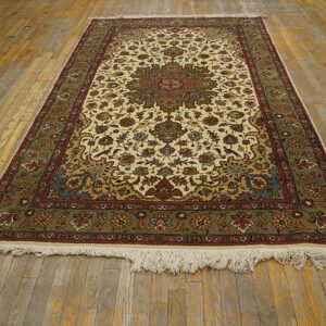 Antique Persian Tabriz Rug 5'1"×8'7" Hand-Knotted Wool - detail view 1