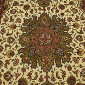 Antique Persian Tabriz Rug 5'1"×8'7" Hand-Knotted Wool - detail view 2