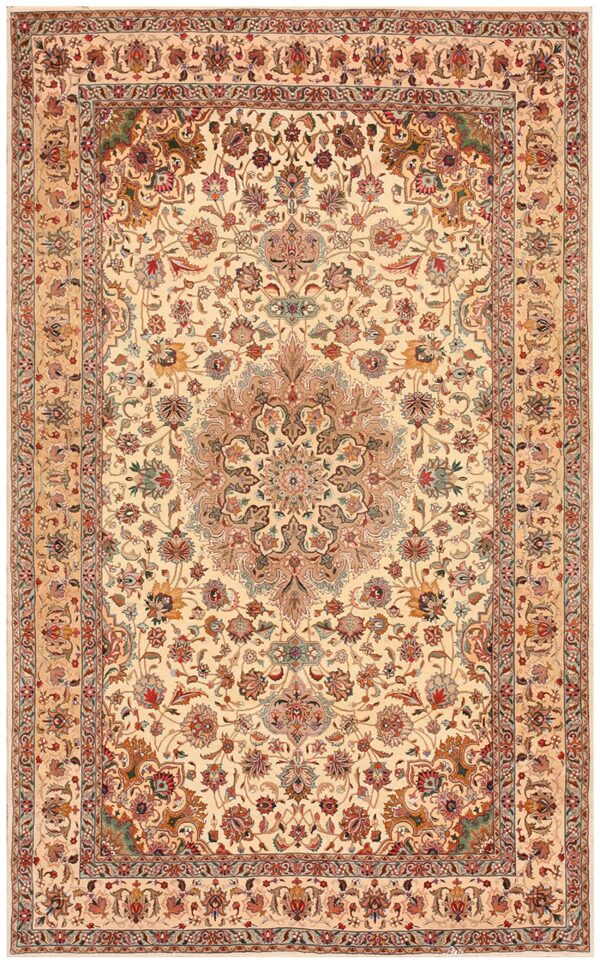 Antique persian tabriz rug 5'10"×9'4" hand-knotted wool