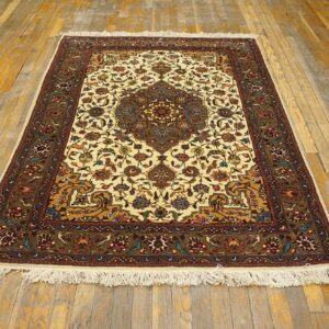 Antique Persian Tabriz Rug, Hand-Knotted Wool - detail view 2