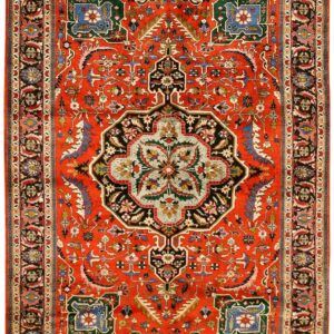 Antique Persian Tabriz Silk Rug 4'7"Ã—6'10" Hand-Knotted Silk