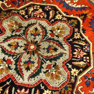Antique Persian Tabriz Silk Rug 4'7"Ã—6'10" Hand-Knotted Silk - detail view 2