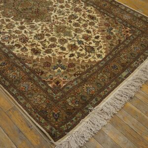 Antique Persian Tabriz Silk Rug, Hand-Knotted Silk - detail view 1