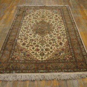 Antique Persian Tabriz Silk Rug, Hand-Knotted Silk - detail view 2