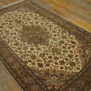 Antique Persian Tabriz Silk Rug, Hand-Knotted Silk - detail view 3