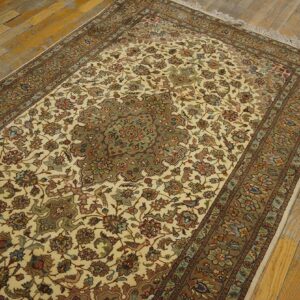 Antique Persian Tabriz Silk Rug, Hand-Knotted Silk - detail view 4