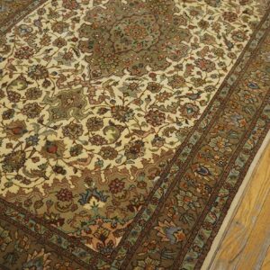 Antique Persian Tabriz Silk Rug, Hand-Knotted Silk - detail view 5