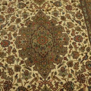 Antique Persian Tabriz Silk Rug, Hand-Knotted Silk - detail view 6