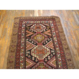Antique Persian Tribal Kurdish Rug, Hand-Knotted Wool - detail view 3
