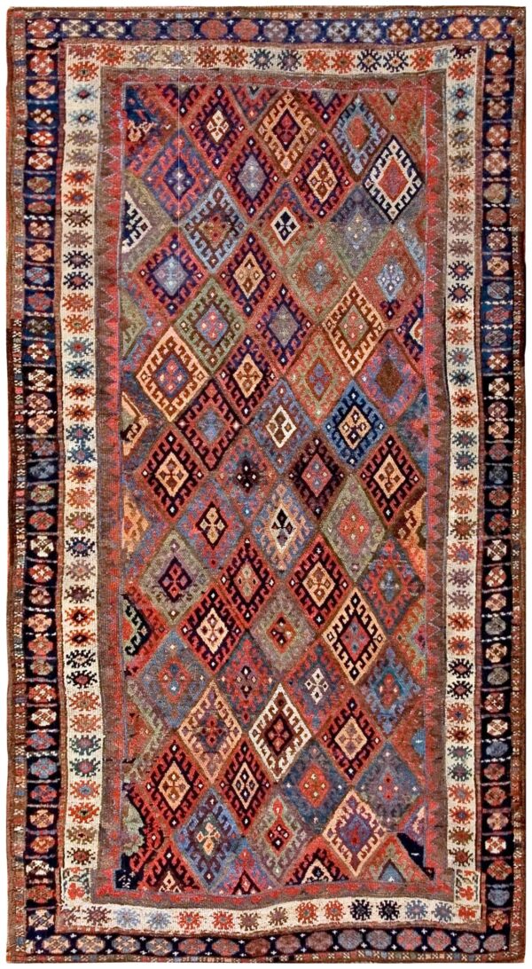 Antique persian tribal rug, hand-knotted wool