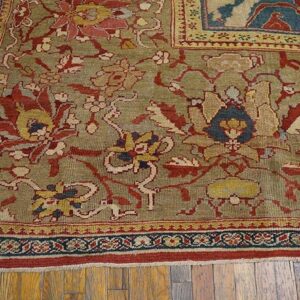 Antique Persian Ziegler Sultanabad Rug, Red & Blue Field, Tan Border - detail view 2