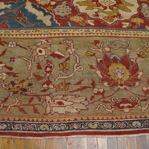 Antique Persian Ziegler Sultanabad Rug, Red & Blue Field, Tan Border - detail view 3