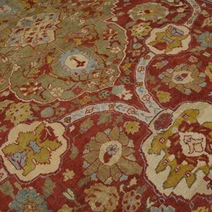 Antique Persian Ziegler Sultanabad Rug, Red & Blue Field, Tan Border - detail view 4
