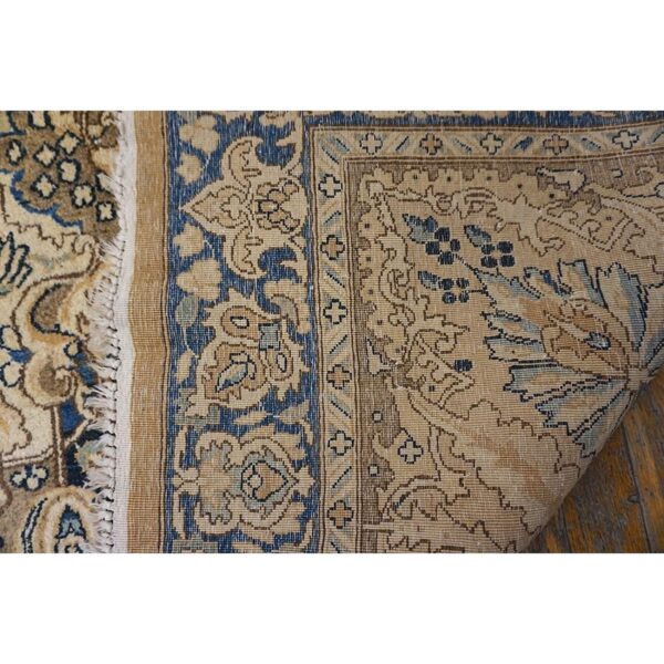 Antique s. E. Persian kirman carpet 11'8"×21'6" buff field, buff border, monumental gallery format, circa 1920 - detail view 11