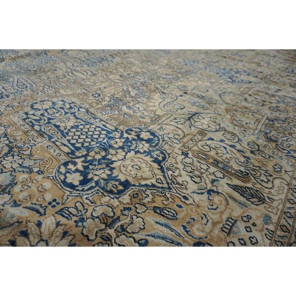 Antique s. E. Persian kirman carpet 11'8"×21'6" buff field, buff border, monumental gallery format, circa 1920 - detail view 6
