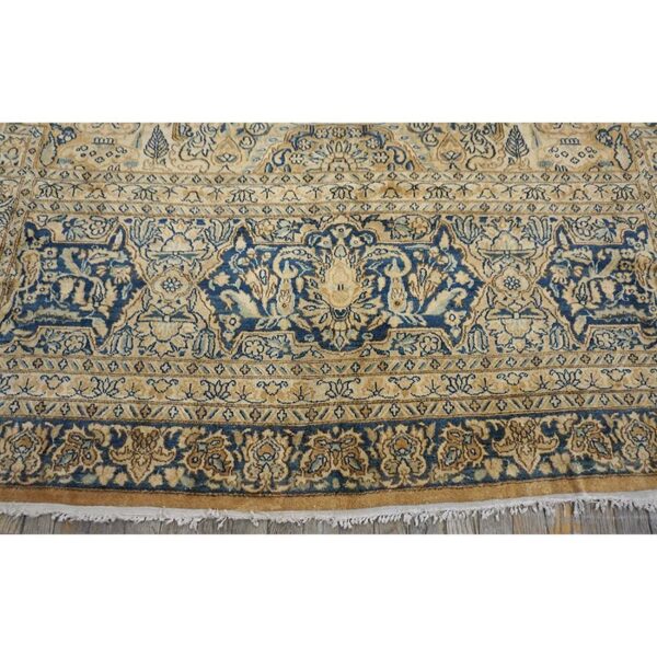Antique s. E. Persian kirman carpet 11'8"×21'6" buff field, buff border, monumental gallery format, circa 1920 - detail view 7