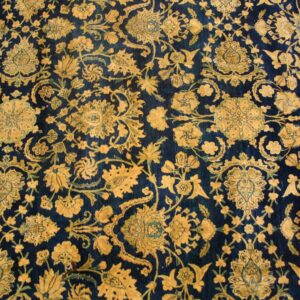 Antique S.E. Persian Kirman Carpet 11'10"×23'10" Navy Floral, Rose Border, Circa 1920 - detail view 10