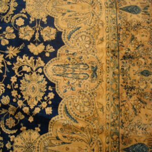 Antique S.E. Persian Kirman Carpet 11'10"×23'10" Navy Floral, Rose Border, Circa 1920 - detail view 11