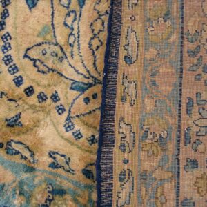 Antique S.E. Persian Kirman Carpet 11'10"×23'10" Navy Floral, Rose Border, Circa 1920 - detail view 5