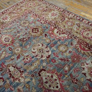 Antique S.E. Persian Kirman Carpet 11'10"Ã—18'6" Sky Blue Field, Apricot Border, Circa 1900 - detail view 10