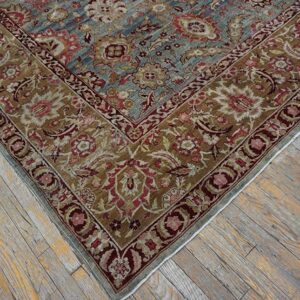 Antique S.E. Persian Kirman Carpet 11'10"Ã—18'6" Sky Blue Field, Apricot Border, Circa 1900 - detail view 2