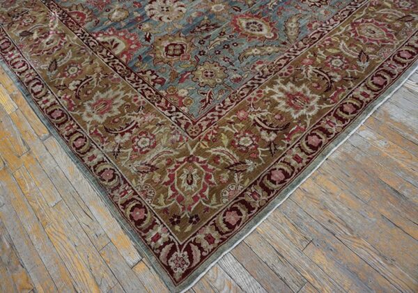 Antique s. E. Persian kirman carpet 11'10"ã—18'6" sky blue field, apricot border, circa 1900 - detail view 2