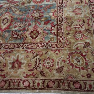 Antique S.E. Persian Kirman Carpet 11'10"Ã—18'6" Sky Blue Field, Apricot Border, Circa 1900 - detail view 4