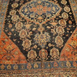 Antique S. Persian Qashqai (Khamse) Carpet 5'2"×7'4" Navy & Ivory Tribal, Late 19th C. - detail view 7