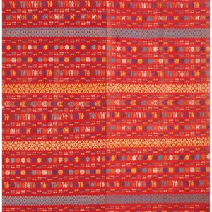 Antique Swedish Flat-Weave Carpet 5'10"×8'2" Red Field, Yellow Border, Early 20th Century, Circa 1930