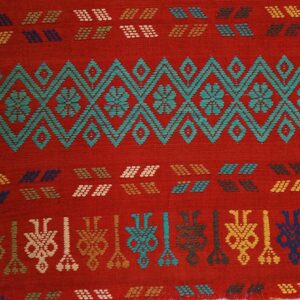 Antique Swedish Flat-Weave Carpet 5'10"×8'2" Red Field, Yellow Border, Early 20th Century, Circa 1930 - detail view 3