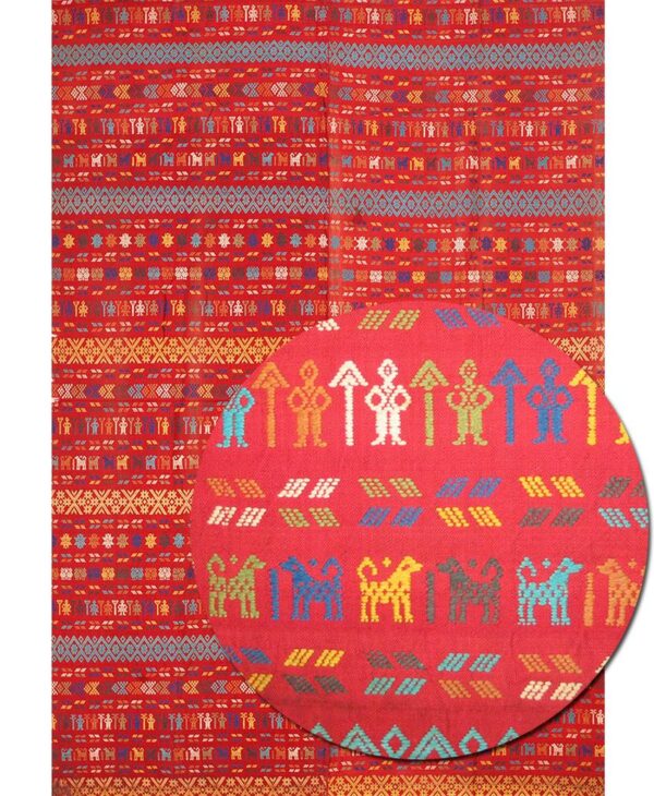 Antique swedish flat-weave carpet 5'10"×8'2" red field, yellow border, early 20th century, circa 1930 6 Antique swedish flat-weave carpet 5'10"×8'2" red field, yellow border, early 20th century, circa 1930 - detail view 5