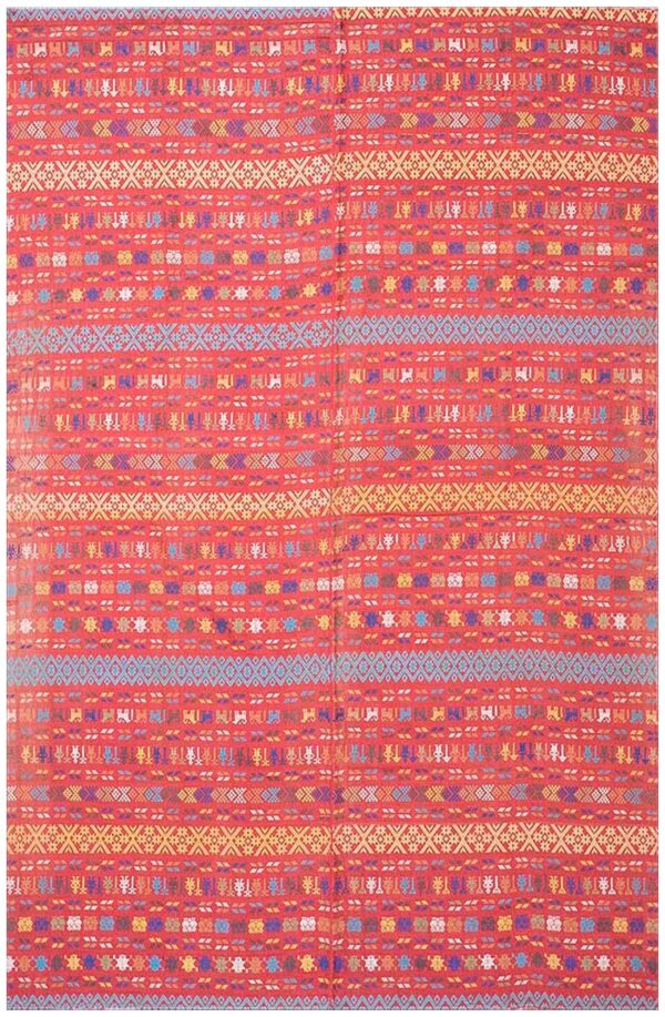 Antique swedish flat-weave carpet 5'10"ã—8'10" red & yellow, early 20th century, circa 1930
