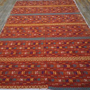 Antique Swedish Flat-Weave Carpet 5'10"Ã—8'10" Red & Yellow, Early 20th Century, Circa 1930 - detail view 1