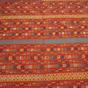 Antique Swedish Flat-Weave Carpet 5'10"Ã—8'10" Red & Yellow, Early 20th Century, Circa 1930 - detail view 2