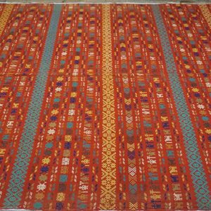 Antique Swedish Flat-Weave Carpet 5'10"Ã—8'10" Red & Yellow, Early 20th Century, Circa 1930 - detail view 4