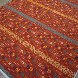 Antique Swedish Flat-Weave Carpet 5'10"Ã—8'10" Red & Yellow, Early 20th Century, Circa 1930 - detail view 6
