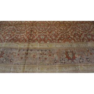 Antique Turkish Hereke Carpet 20'×25' Rust Field, Lavender Border, Monumental Square Format, Circa 1920 - detail view 9